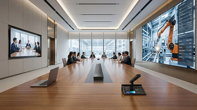 上海90㎡左右的企业会议室怎么配置视频会议系统？Poly＋MAXHUB双屏＋AI会议系统方案